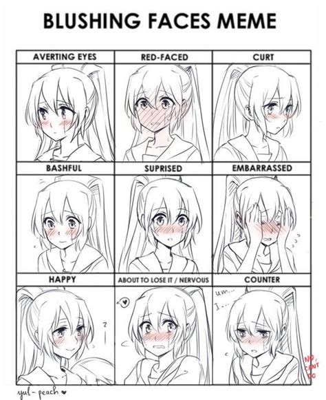 Blushing Faces Meme Anime Faces Expressions Manga Drawing Tutorials