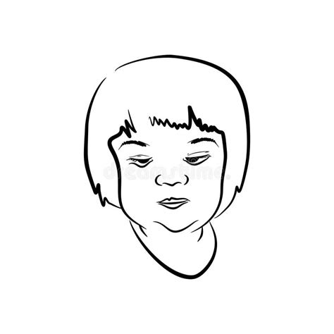 Sketch Face Of Sleepy Girl Stock Vector Illustration Of Line 73169472