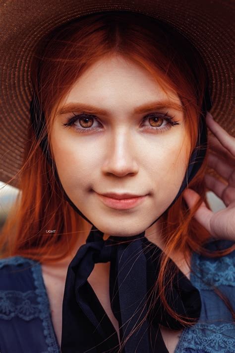 Alexander Drobkov Women Hat Redhead Looking At Viewer Smirk Portrait