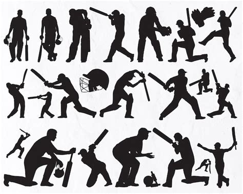 24 Cricket Player Silhouettes Cricket Player Svg Cricket Etsy