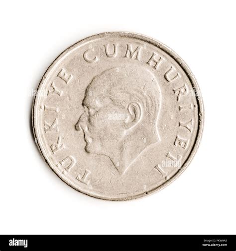 Old Turkish Coin Ataturk Portrait On White Background Stock Photo Alamy