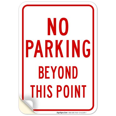 No Parking Beyond This Point Sign 10x7 Inches 4 Mil Vinyl Decal