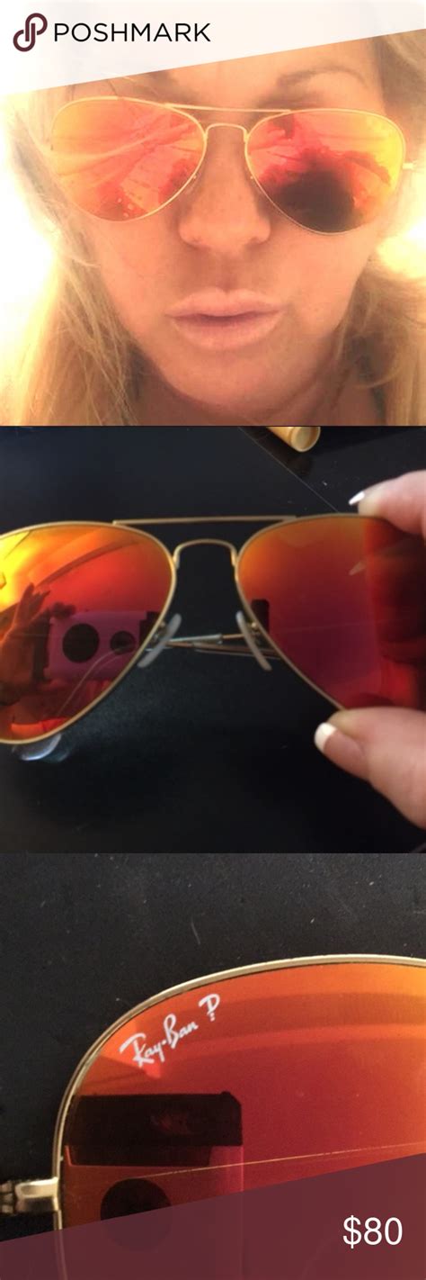 Polarized Ray Ban Flash Aviators Orange Size 58 Sunglasses Branding Ray Bans Orange