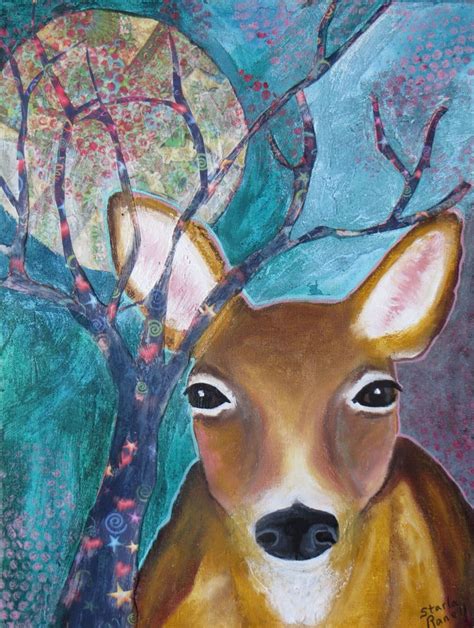 Moon Deer By Starlaranellart On Etsy Art Moose Art Painting