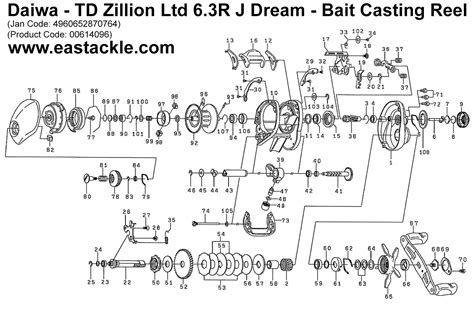 Daiwa TD Zillion Ltd R J Dream Bait Casting Reel Schematics