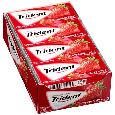 Trident Sugar Free Gum Strawberry 18 Each 12 Ct
