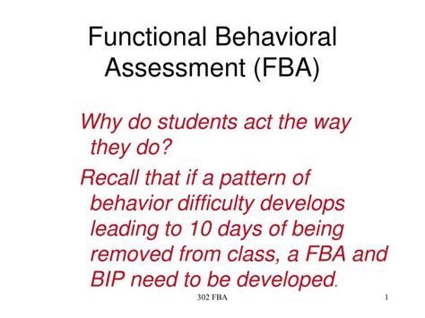 Ppt Functional Behavioral Assessment Fba Powerpoint Presentation