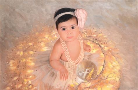 Baby Portrait Painting Handpainted In Oil On Canvas Kids Portraits