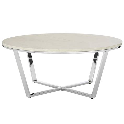 Ships free orders over $39. White Allure Round Coffee Table | Contemporary Lounge ...