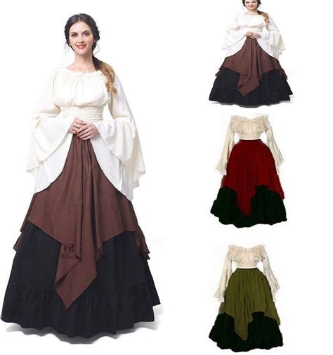 Renaissance Dress Medieval Cotton Costume Pirate Boho Peasant Wench Victorian Cl