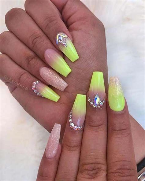 Neon Lime Green Ombre Nails For Summer Ombrenails Neon Nail Designs