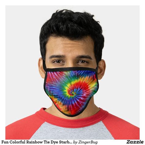 Fun Colorful Rainbow Tie Dye Starburst Retro Face Mask Rainbow Tie Rainbow Colors Spandex