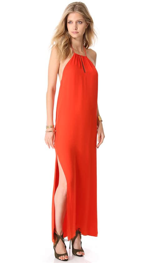 Listen to la on spotify. Lyst - Haute Hippie Long Halter Gown in Red