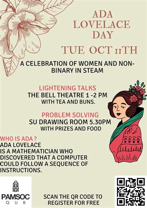 Ada Lovelace Day Tickets On Tuesday 11 Oct Qub Pamsoc Fixr