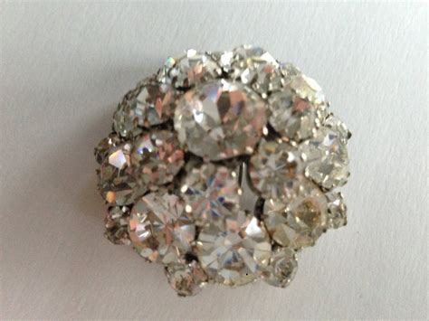 Lovely Vintage Clear Rhinestone Brooch Pin Signed Triad