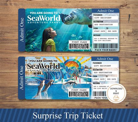 Printable SEAWORLD Surprise Trip Tickets. Seaworld Trip - Etsy