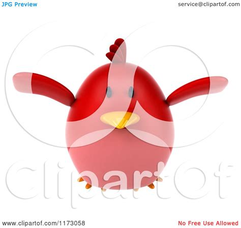 Clipart Of A 3d Chubby Red Bird Flying Forward Royalty Free Cgi