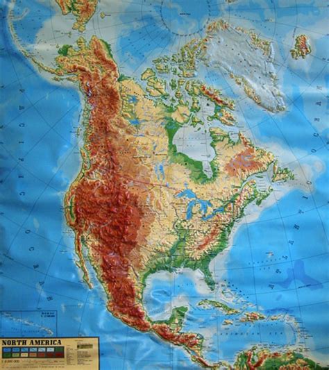 Large Extreme Raised Relief Map of North America