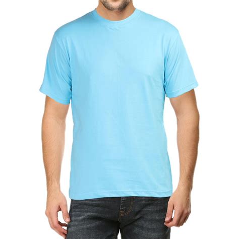 Plain Light Blue T Shirt Front And Back