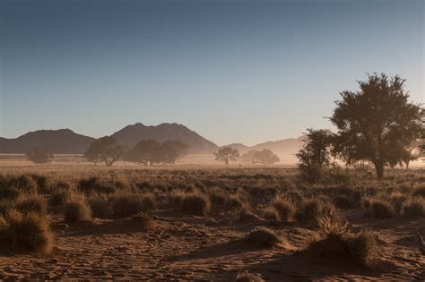 Wallpaper Fog Sunrise Landscape Desert Dust Landschaft Namibia