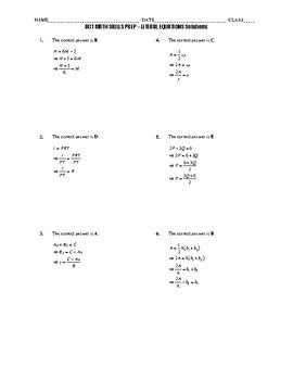 Solve for the variables using any method; ACT Math Quick Prep - Literal Equations by Math Solutions Infinity