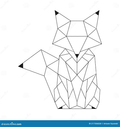 Abstract Linear Polygonal Fox Vector Geometric Animal Tattoo Stock