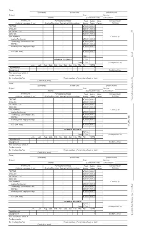 Pdf Secondary Deped Form 137 Spreadsheet Pdfslidenet