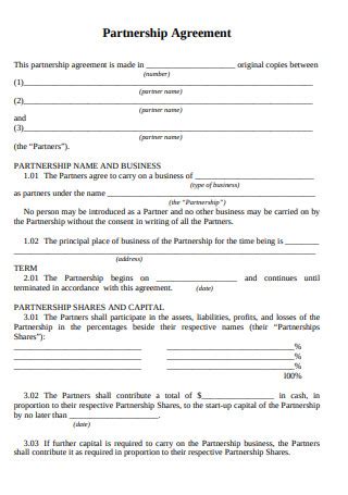 Simple Partnership Agreement Template For Your Needs