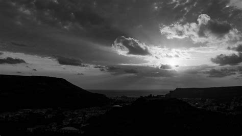 Download Wallpaper 1920x1080 Sunset Mountains Bw Landscape Full Hd