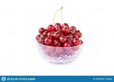 Fresh Sweet Red Cherries In A Glass Bowl Ripe And Juicy Cherry Fruit