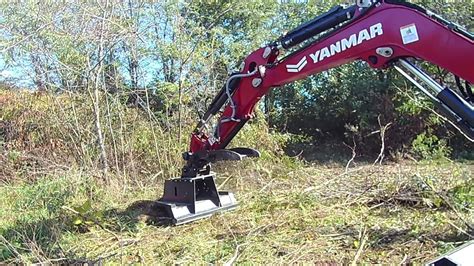 Yanmar Mini Excavator With Rut Mfg Attachment Brush Cutter Clearing