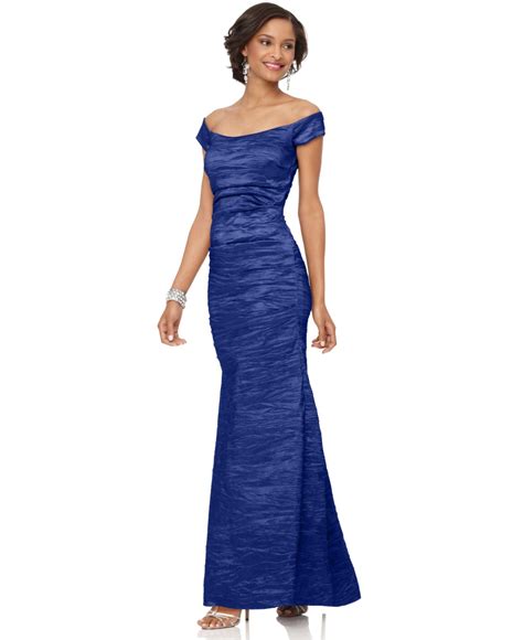 Alex Evenings Off The Shoulder Taffeta Evening Gown In Blue Lyst