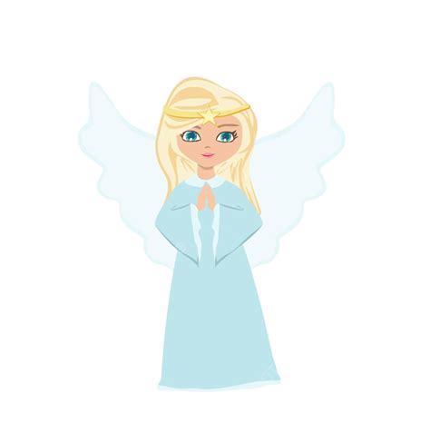 Sweet Little Girl Angel Prayingisolated Illustration Heavenly Hosts