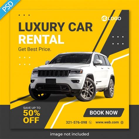 Rent Car For Social Media Instagram Post Banner Template Premium