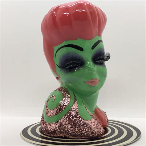 Ladies cheap halloween fancy dress costume beetlejuice miss argentina sash. Beetlejuice Inspired Miss Argentina Glitter Head Vase Made ...