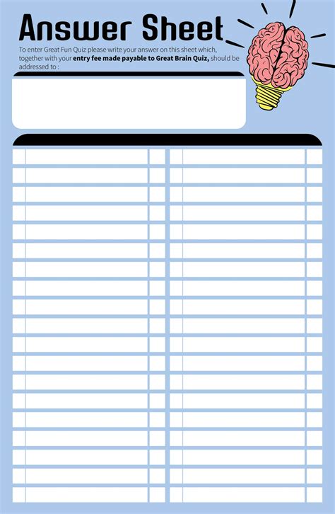 Printable Blank Answer Sheet Template Free Printable Templates