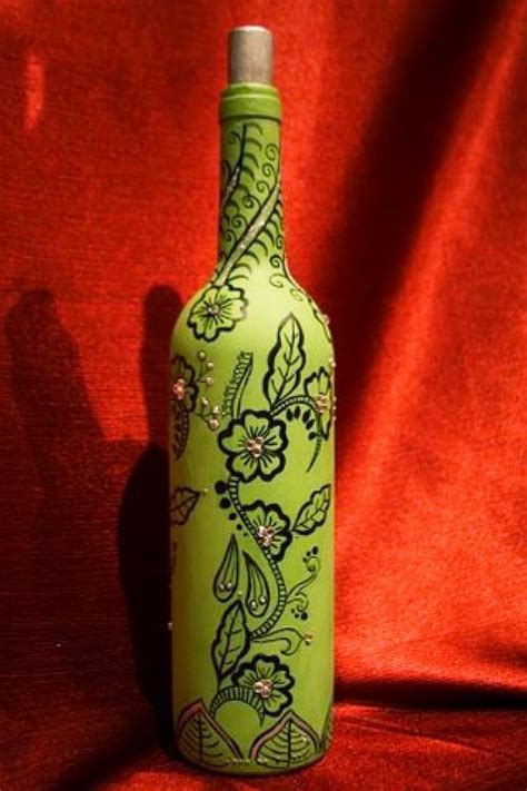 Items Similar To Hand Painted Wine Bottle With An Attractive Motif