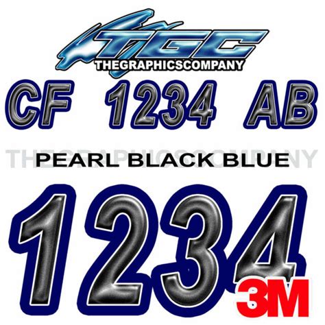 Black Blue Custom Boat Registration Numbers Decals Vinyl Lettering