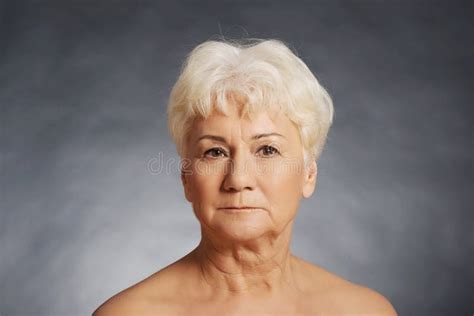 Portrait Of An Old Nude Woman Stock Photo Image