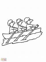 Coloring Row Boat Rowing Getcolorings Printable Team sketch template