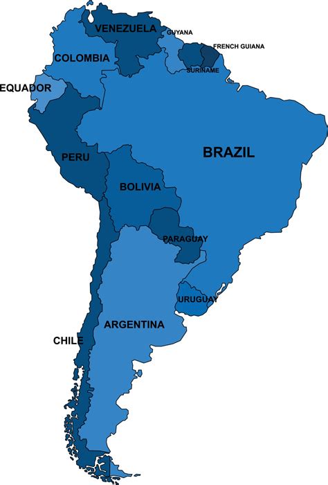 Mapa De Am Rica Del Sur De Contorno Azul Sobre Fondo Blanco