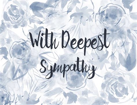 Printable With Deepest Sympathy Card Stationary Watercolor Etsy