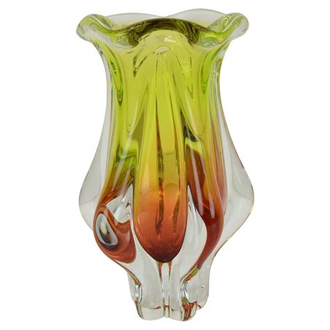 Tall Art Glass Vase By Josef Hospodka For Chribska Glassworks 1960 S For Sale At 1stdibs