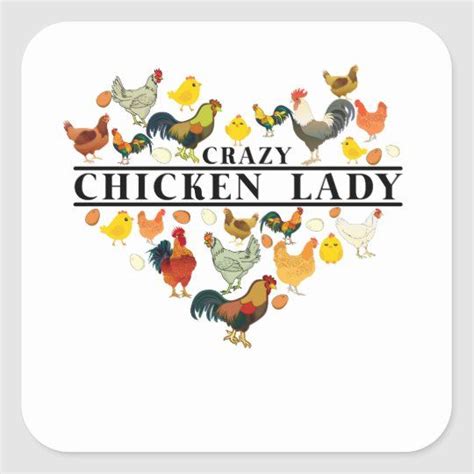 Crazy Chicken Lady Square Sticker In 2021 Crazy Chicken