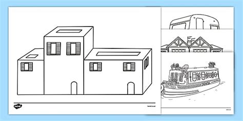 Homes Around The World Colouring Sheets Teacher Made