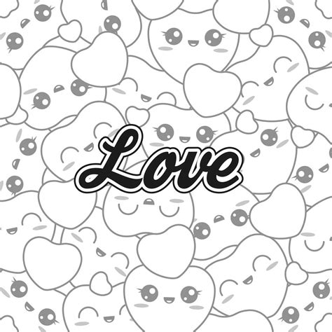 Imagenes y Dibujos Kawaii de Amor para Colorear