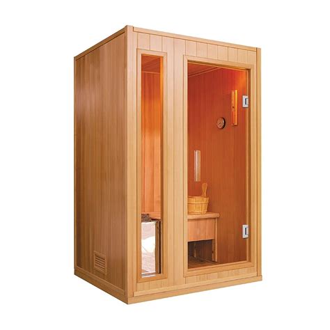 Aleko 2 Person Wood Indoor Wet Dry Sauna With Electrical Heater Natural Brown Wood Sauna Dry