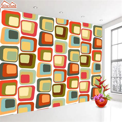 Shinehome Cartoon Colorful Brick 3d Wallpaper Mural Wallpapers For 3 D