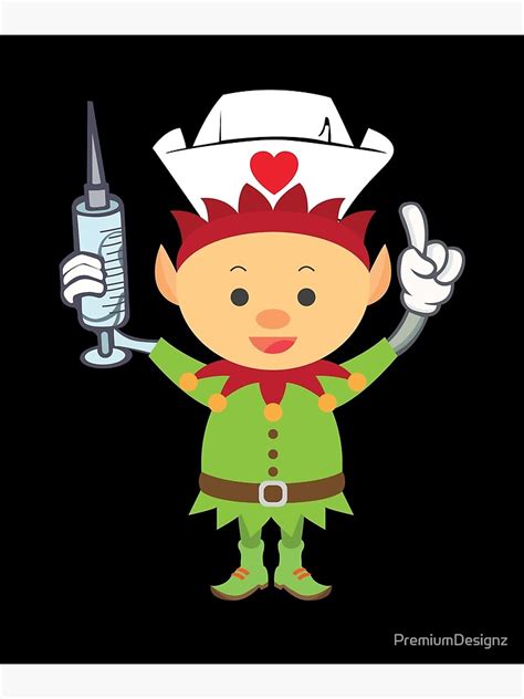Christmas Funny Elf Nurse Poster By Premiumdesignz Redbubble