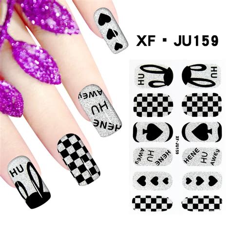 5pcs self adhesive 12 fingers full nail art stickers 3d design nail wrap foil sticker manicure
